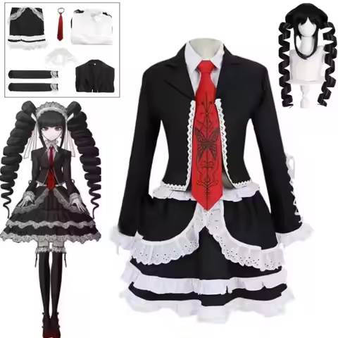 Celestia Ludenberg Cosplay Dangaronpa School Uniform Women's Halloween Full Set Gothic Lolita Costum