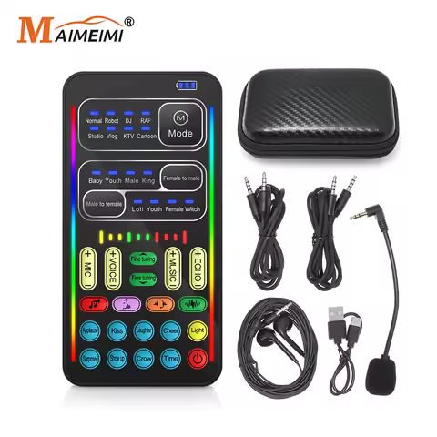i9 Voice Changer With Earphone With Microphone Mini Sound Card Audio Effect Bluetooth-Compatible Liv