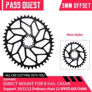 PASS QUEST GXP 3mm Offset Direct Mount Road Bike AXS OVAL Narrow Wide Chainring 28T-44T Chainwheel B
