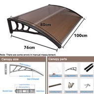 Polycarbonate Awning Door &amp; Window Canopy Courtyard Awning UV Sunshade Rain Protections Dark Brown Rain Canopy Awning Roof Outdoor Waterproof