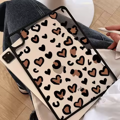 French Ins Leopard Print Y2K Transparent Cover For iPad Pro 13 11th M5 M4 12.9 A16 10 8 7 9th 10th A