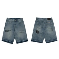 Chrome Hearts American Casual Cross Jeans สไตล์วินเทจ Hip Hop กางเกงยีนส์ผู้ชายอเนกประสงค์ Old-Timey