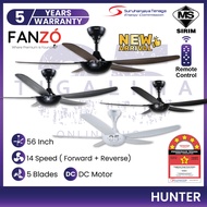 [NEW2023] FANZÓ Hunter Fan 56Inch 5 Blades 14 Speed DC Motor with Remote Control FANZO FANZÓ Ceiling Fan Kipas Siling