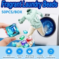 laundry Liquid Detergent Laundry pods Bighi Liquid Detergent Capsule beads Ball Washing Machine Powder Laundry Soap Perfume Laundry Ball Softener Detergent Washing Detergent Ball Lasting Fragrance 3IN1 Powerful Cleaning Laundry beads(50pcs/pack)