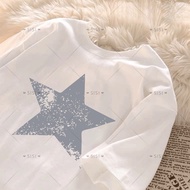 【220G 100%Cotton】SISI Women's Short Sleeve T-Shirt, Gray Star Pattern, Casual Style