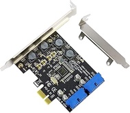 YinaLoi USB3.0 PCI-E PCI Express X1 Expansion Card Front 5Gb/s USB 3.0 HUB 19PIN Interface Controlle