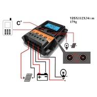 Solar Charge Controller 12V24V Solar Panel Battery Controller Regulator Auto 2 USB LCD Display Load
