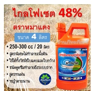มาร์เก็ต ไกลโฟเซต 48 (ขวดส้ม) หมาแดง สารกำจัดวัชพืช ชนิดดูดซึม สูตรทนฝน กำจัดได้ทั้งวัชพืชใบแคบและใบ