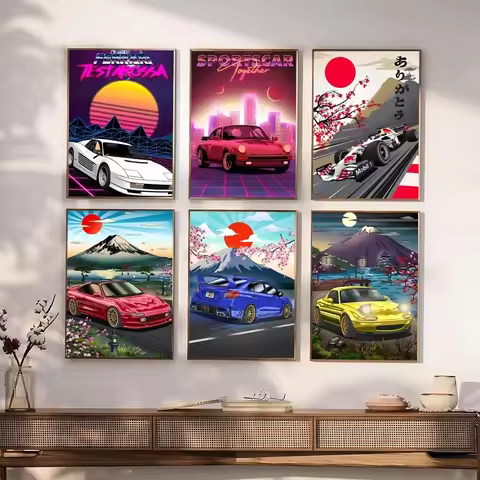 1PC Japan GTR R33 R34 Jdm Cars World Famous Sports Cars Poster Self-adhesive Art Waterproof Paper St