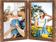 8x10 Picture Frames Double Brown Photo Frame Folding Vertical Stand Display Side by Side