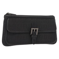 FENDI Zucchino帆布手拿包 黑色 銀色 正品 148781V