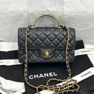 香奈兒 Chanel  24c 黑鑽字母鏤空手柄 cf mini handle 手提/斜挎包