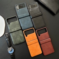 Luxury Retro PU Leather Hard Flip Case For Samsung Galaxy Z Flip 7 6 5 4 5G Z Flip4 Flip5 Flip6 Flip