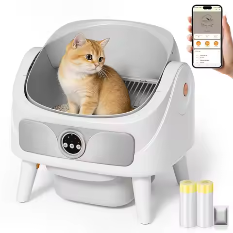 Self Cleaning Cat Litter Box, Open-Top Automatic Litter Box for Multiple Cats, Large Capacity Robot,