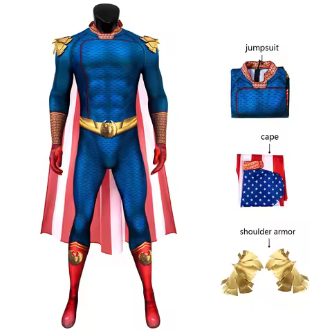 Superhero The Boys Homelander Cosplay Jumpsuit Armor Cloak Costume Set Halloween Party Roleplay Body