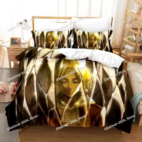 New Attack On Titan Attack On Titan Bedding Set Printed Duvet Cover Pillowcase Single Double Style Q
