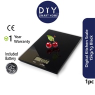 Digital Kitchen Scale 15kg/1g Glass Style 228H - (Black)