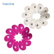 [Shamjina] 10 Pieces Golf Irons Headcover Set Protector Guard 3 4 5 6 7 8 9 A SW PW Golf