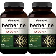 NatureBell Berberine  1,500mg with Ceylon Cinnamon & Turmeric Root, 480 Veggie Capsules (2 Pack) | 9