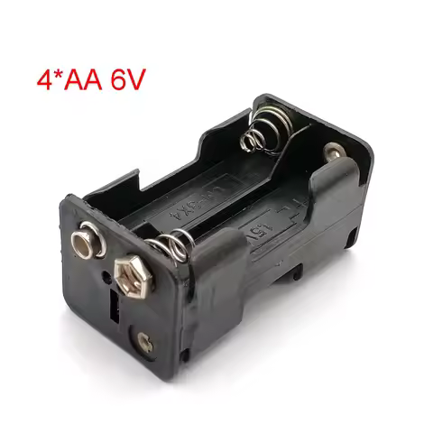 High Quality AA Battery Holder 6V for 4 X AA Batteries Black Plastic Storage Box Case Dual Layers wi