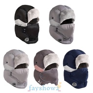 FAYSHOWS Bomber Cap, Warm Plush Earflap Hats, Winter Casual Thickening Windproof Ear Protectors Hats