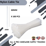 2x60MM 100PCS Nylon Cable Tie White Nylon Cable Tie Zip Tie Cable Binder Plastic Fasten Organizer Wi