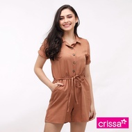 Crissa Acid Linen Woven Short Sleeves Romper Shorts CSB20-0003