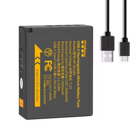 NP-W126 NP-W126S Battery with USB-C Fast Charging for Fujifilm XT30II XM5 X100VI X100V XS10 XT30 XT2