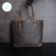 Faure Le Page / FLP Daily Battle Tote Bag 35 in Walnut Brown Scale Canvas & Beige Leather