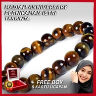 WEARMOURA Wedding Anniversary Gift for Wife – Tiger Eye Bracelet natural + Exclusive Box & Greeting 