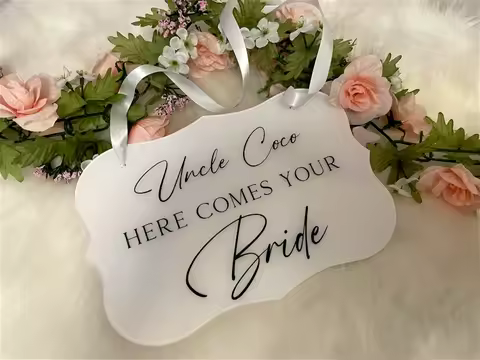 Here Comes The Bride Sign Ring Bearer Sign Flower Girl Sign Wedding Sigage Aisle Modern Wedding Deco