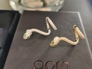 APM Monaco綠眼靈蛇耳夾奢華耳骨夾耳釘氣質耳飾