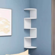 Wall Shelf Minimalist Floating Corner Rack 5-Tier Wall Mounted Floating Solid Wood Book shelf