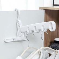 5pcs Multi-Hook Foldable Clothes Hanger, Adjustable, Heavy Duty, Space Saving For Balcony Drying, Cl