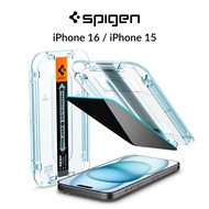 Spigen iPhone 16 / iPhone 15 Privacy Tempered Glass EZ Fit [1 Pack] iPhone 16 Screen Protector