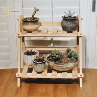 Sr Double Layer Plant Stand Multifunctional Wood Plant Flower Pot Display Stand Shelf Household Supplies