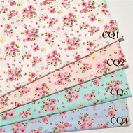 [READY STOCK] 100% Kain Twill Cotton Bidang 60 Vintage Sakura Flower On Green Blue Pink Kain Meter
