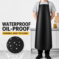 Waterproof PU Leather Apron Oilproof Long Kitchen Chef Butcher Apron Unisex Apron Kerja Dapur