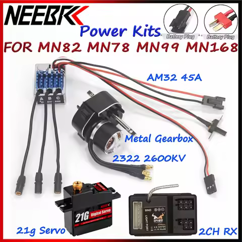 Full Metal Gearbox 2322 2600KV Brushless Motor AM32 45A ESC 21g Servo/2CH Receiver for RC Car Crawle