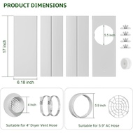 BEWAVE Dryer Vent Window Kit, Window Vent Kit Fit with 4” Ducting Dryer Vent Hose & 5.9” AC Hose for