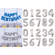 Happy Birthday Alphabet Balloon Decoration 0-9 Number Balloon Silver Blue Decoration