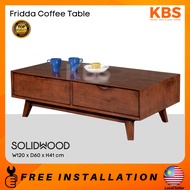 (FREE Installation+Delivery) KBS Fridda  FULL SOLID WOOD Coffee Table / 2 Large Drawers / W120 x D60