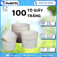 Sỉ 100 Tô Giấy Trắng Nhiều Size 350ml 500ml 750ml 1000ml Kèm Nắp Nhựa Bằng PP Giá Rẻ dùng 1 lần cao