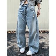 Women's Jeans Wide Leg Low Waist Silver Color Dusty Personality Street Women's Jeans Low Waist Wide 