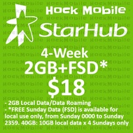 Starhub Prepaid $18 4-Week 2GB+Free Sunday Data 40GB Data Plan / Top Up / Renew
