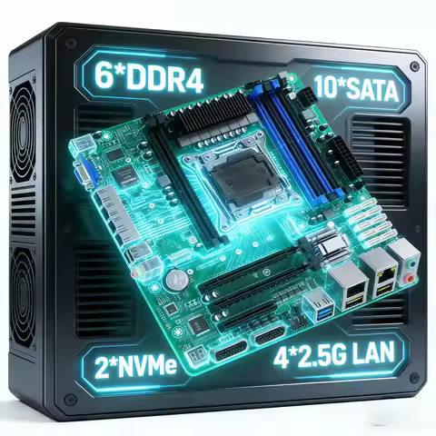 2026 X99 Firewall Motherboard LGA 2011-3 Xeon E5 V4 C612 6*DDR4 10*SATA 2*NVMe 4*2.5Gbps LAN M-ATX S