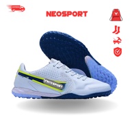 (Full sole stitching available) Po 9 Pro Stamped Artificial Grass Soccer Shoes Green Elastic Leather