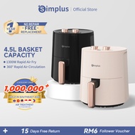 Simplus Air Fryer 4.5L 1300W Temperature Simple Knob Control 360°Hot Air Circulation Non-Stick Coati