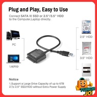 USB 3.0 to SATA Adapter Cable for 3.5 2.5 Inch HDD SSD 40cm - ZD0004
