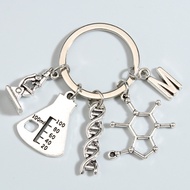 Science Keychain Microscope Measuring Glass Chemical Molecules Key Ring Chemistry Structure Key Chai